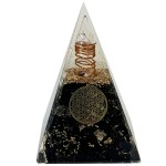 Pyramide Fleur de vie tourmaline noire