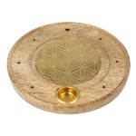 Porte-encens fleur de vie en bois de manguier