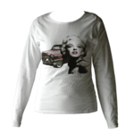 T-shirt Marilyn Monroe city blanc à manches longues