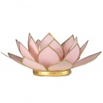 Photophore Fleur de Lotus rose pastel finition or