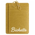 Porte-cartes porte-cl�s Bichette en polyester paillet� dor�