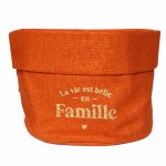 Petite corbeille � pain paillet�e brod�e La vie est belle
