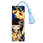 Marque-page Kimmidoll Rikiyo avec pompon bleu carpes koï Marque-page Kimmidoll Rikiyo avec pompon bleu carpes koï