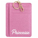 Porte-cartes porte-cl�s Princesse en polyester paillet� rose
