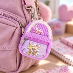 Porte-cl�s Diddl mini sac � dos hiver mauve � 2 poches
