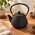 Th�i�re japonaise en fonte �maill�e noire 60 cl avec infuseur
