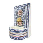 Petite fontaine d'int�rieur en gr�s mosa�que et lion 30 cm