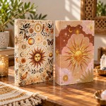 Lot de 2 bo�tes livres d�coratives soleil et lune 26 cm