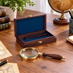 Loupe en laiton et verre avec coffret en bois
