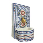 Petite fontaine d'int�rieur en gr�s mosa�que et lion 30 cm