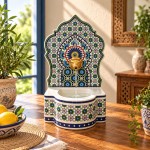 Petite fontaine d'int�rieur en gr�s mosa�que orientale 29,5 c